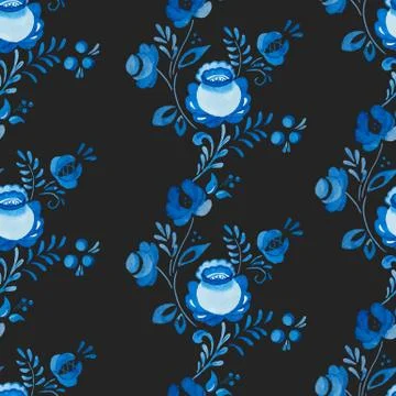Russian gzhel pattern Stock Illustration