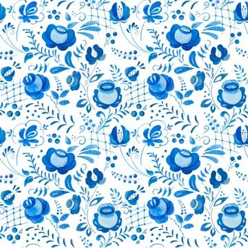 Russian gzhel pattern Stock Illustration