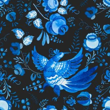 Russian gzhel pattern Stock Illustration