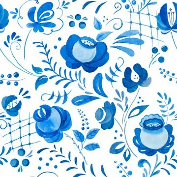 Russian gzhel pattern Stock Illustration