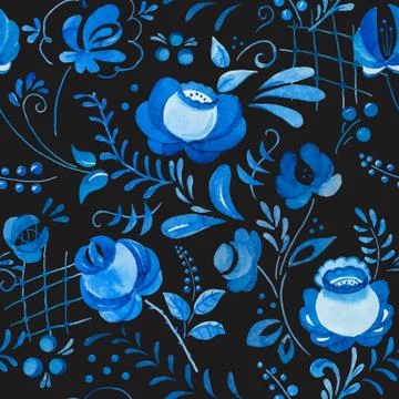 Russian gzhel pattern Stock Illustration