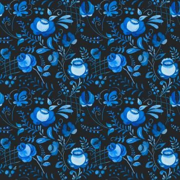 Russian gzhel pattern Stock Illustration