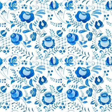 Russian gzhel pattern Stock Illustration