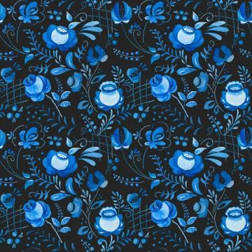 Russian gzhel pattern Stock Illustration