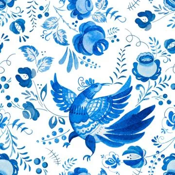 Russian gzhel pattern Stock Illustration