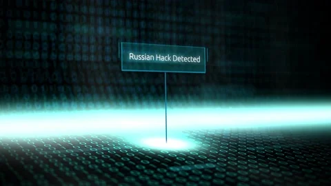 Russian Hack Detected in a computer database or political election animation Stock Footage 149062629