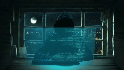 Russian hacker is engaged in breaking Stock Footage 79471773