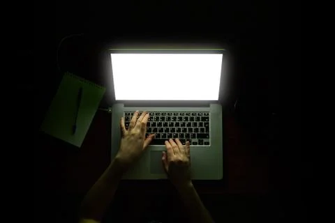 Russian hacker hacking the server in the dark Stock Photos