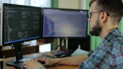 Russian hacker hacks the security system Stock Footage 71538508