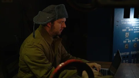 Russian hacker for laptop Stock Footage 107324786