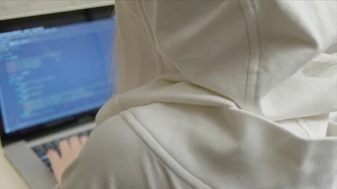 Russian hacker typing on keyboard computer Stock Footage 71367317