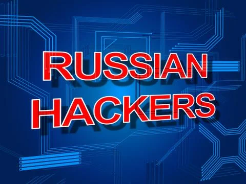 Russian Hackers Electronic Circuit Message 3d Illustration Stock Illustration