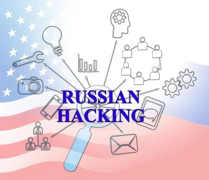 Russian Hacking Election Attack Alert 2d Illustration 스톡 일러스트