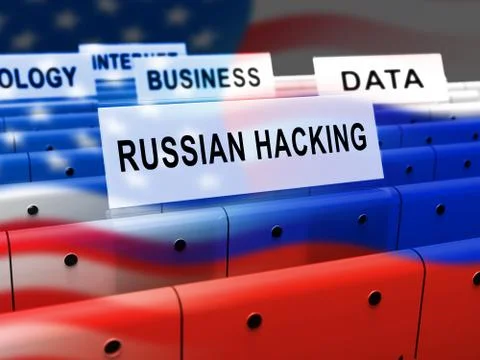 Russian Hacking Election Attack Alert 3d Illustration 스톡 일러스트