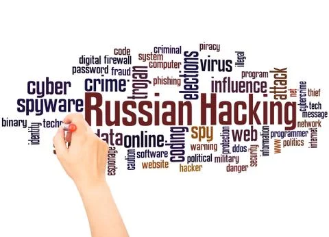 Russian hacking word cloud hand writing concept イラスト素材