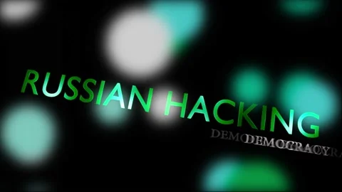 Russian hacking wordcloud shows international computer crime - video animatio Stock Footage 130312672