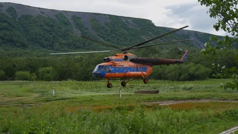 Russian Helicopter landing Stock Footage 88546905