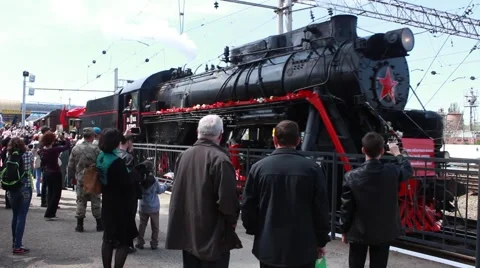 Russian historic train from War II Stock Footage 62644020