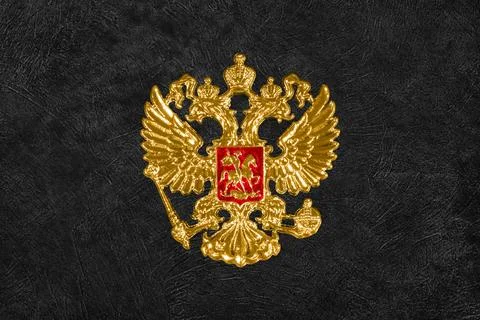 Russian Imperial Eagle, Double-Headed Heraldic Symbol on Black Stock Photos