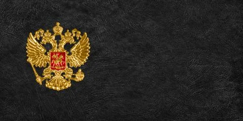 Russian Imperial Eagle, Double-Headed Heraldic Symbol on Black Stock Photos