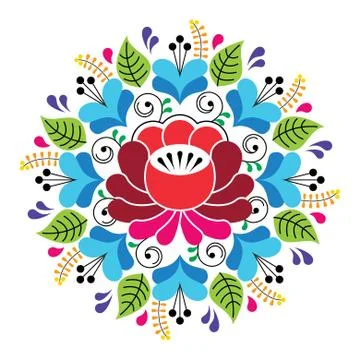 Russian inspired folk art pattern - colorful floral composition Stock Illustration