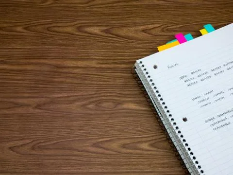 Russian; Learning New Language Writing Words on the Notebook Stock Photos