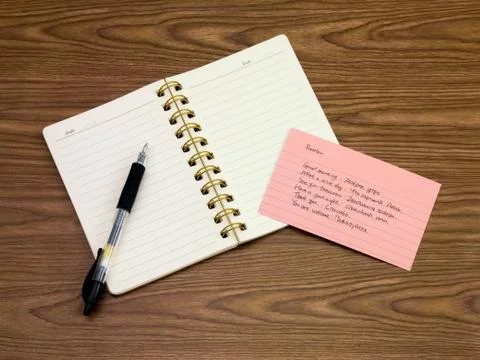 Russian; Learning New Language Writing Words on the Notebook Stock Photos