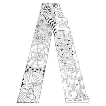 Russian letter for coloring. Vector decorative zentangle object Stock Illustration