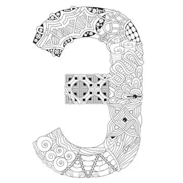 Russian letter for coloring. Vector decorative zentangle object Stock Illustration