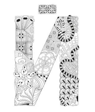 Russian letter for coloring. Vector decorative zentangle object Stock Illustration