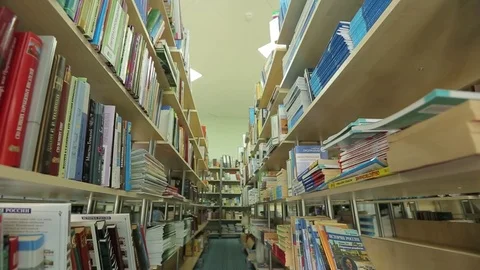 Russian library, bookshelves, m/s Stock Footage 74381636