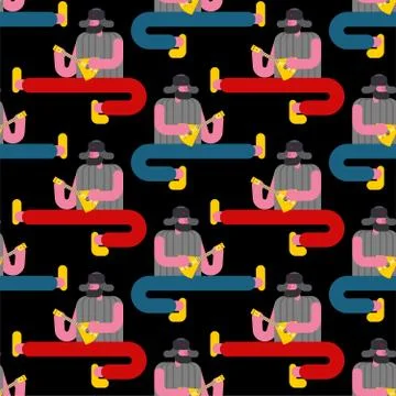 Russian man and bear dance pattern. Band music from Russia background. Tradit Stock Illustration