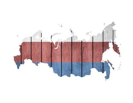 Russian Map With Wooden Flag Stock Illustration