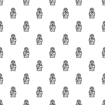 Russian matryoshka nesting doll seamless pattern background Stock Illustration