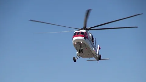 Russian medium-sized multi-purpose helicopter Mi-38 in flight. Stock Footage 106062530