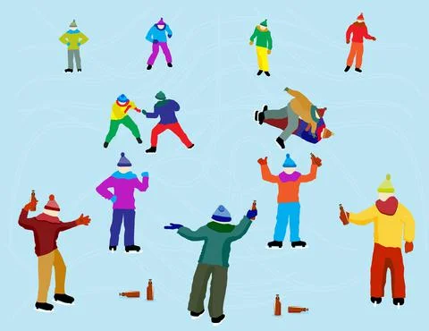 Russian men on  rink Stock Illustration
