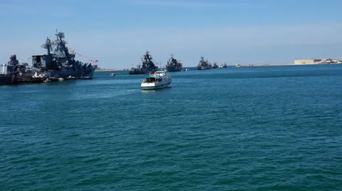 The Russian military fleet in the port of Sevastopol. Crimea. Stock Footage