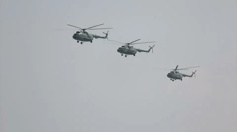 Russian military helicopter in the sky Video stock 67011453