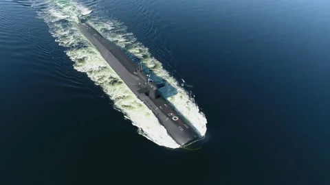 Russian military nuclear  submarine. Stock Footage