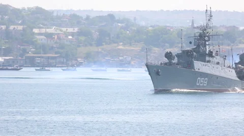 Russian military ship Stock Footage 40340455
