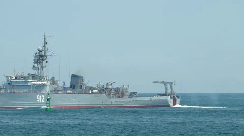 Russian minesweeper on the high seas Stock Footage 66786373