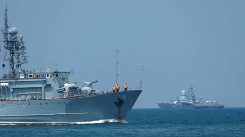 Russian minesweeper on the high seas Stock Footage 66812200