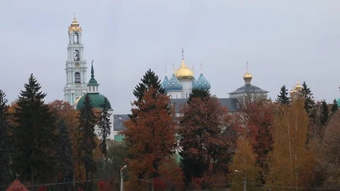 Russian monastery in Sergiev Posad Stock Footage 124009418