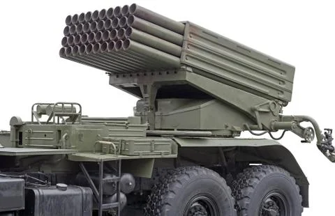 Russian multiple rocket launcher mounted on soviet military truc Stock Photos