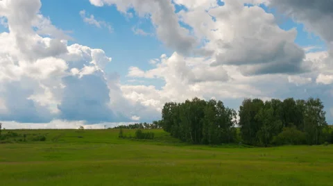 Russian nature. Passing clouds over the trees Stock Footage 52292525