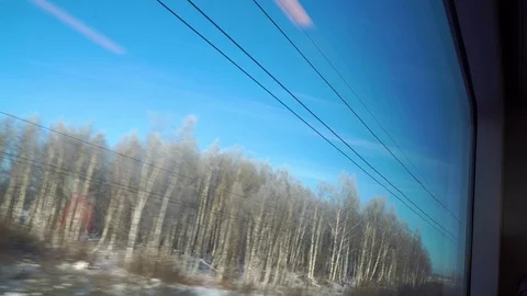 Russian nature through the window of a passing train Stock Footage 104662039
