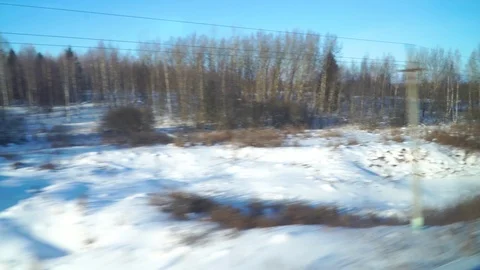 Russian nature through the window of a passing train Stock Footage 104662045
