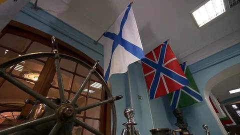 The Russian Navy Ensign , also known as the St Andrews's flag. Stock Footage 82275714