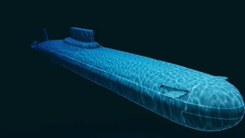 Russian navy nuclear submarine at a depth 4K Stock Footage 85441492