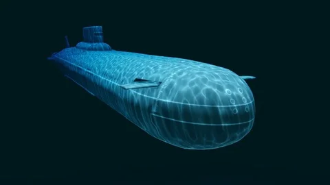 Russian navy Typhoon class submarine at depth 4K Stock Footage 85441538